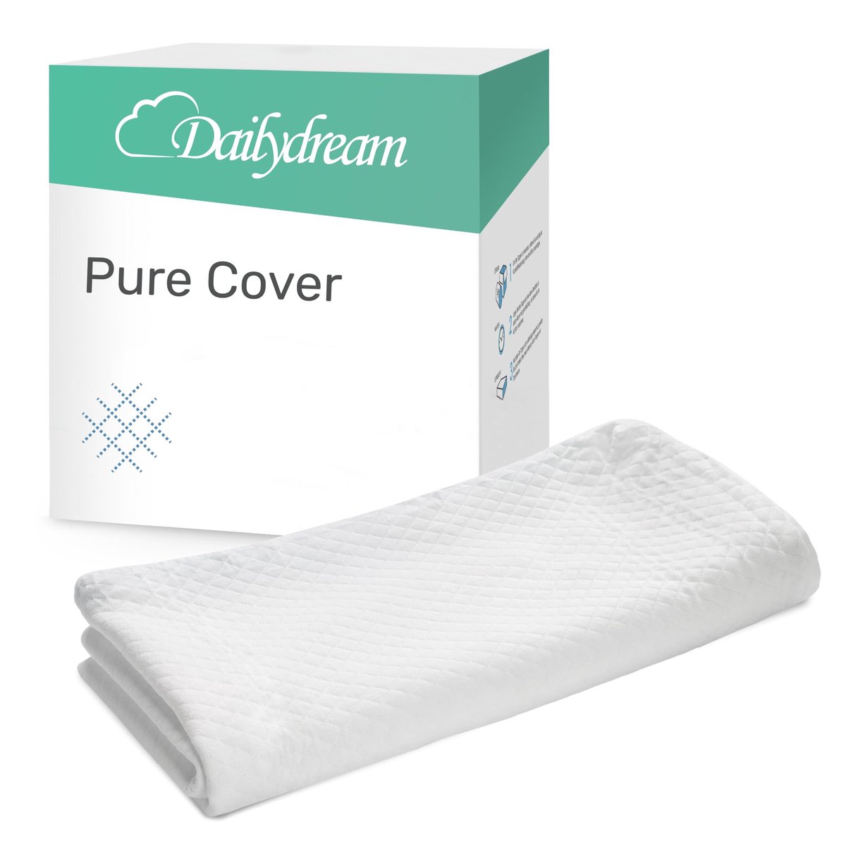 SnelShoppen - Dailydream Pure Topper Overtrek 180x200x5 cm - Wasbaar, Antislip, Ademend, Vervanghoes - Oeko-Tex Gecertificeerd - 60% Polyester, 40% Vi