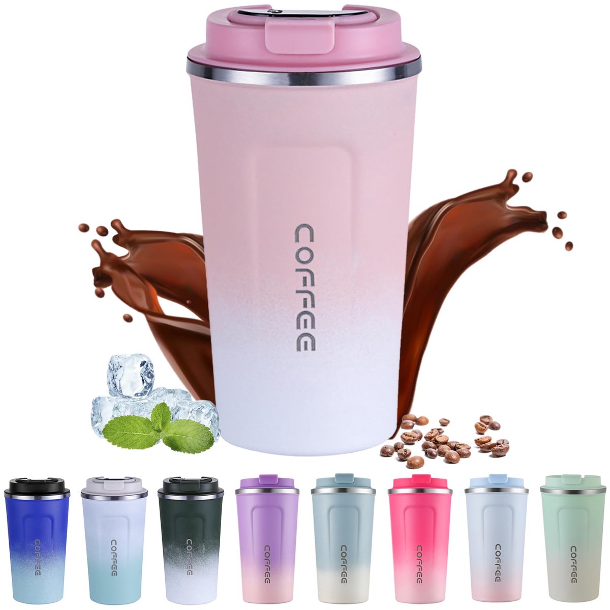 Dailygoods - Thermo Koffiemok 510 ml, Dubbelwandig, Lekvrij, Ideaal voor Koffie en Thee