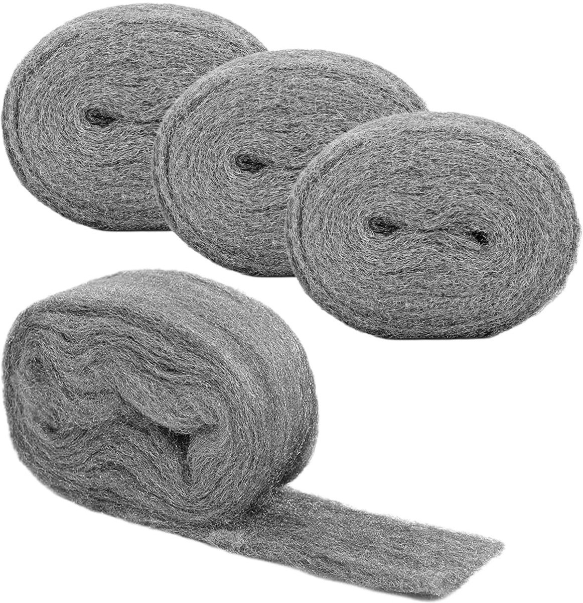 Dailygoods- Staalwol - 4 Rollen - 3 m x 7 cm - Muizenbescherming - Flexibel - Duurzaam - Dichte Structuur - Muizenafschrikking