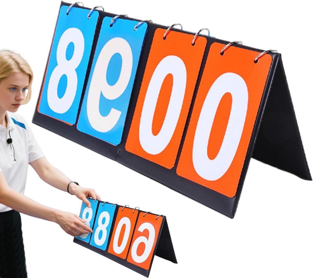 Scorebord - Wedstrijd teller - Sportevenementen bijhouden - Viercijferig scherm - 36 cm lang - Zwart