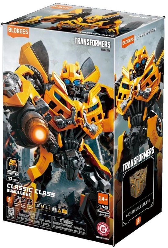 Doos van Blokees 71423 Bumblebee Transformers Classic Class modelbouw kit, met afbeelding van de robot.