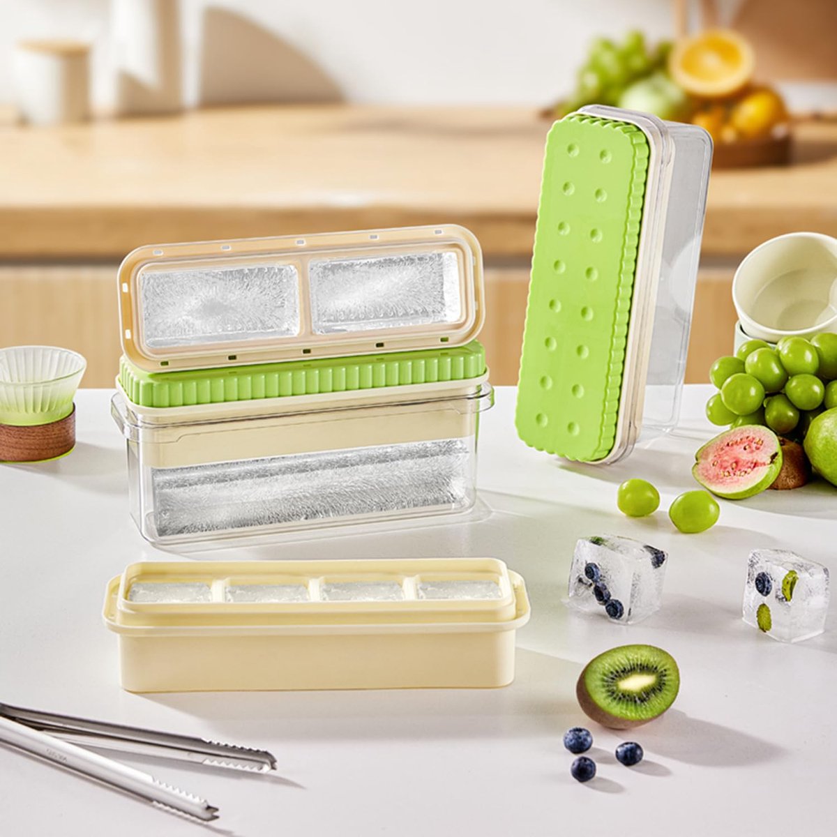 Dailygoods - IJsblokjeshouder met Deksel en Houder - Inclusief 4 + 2 IJsblokjes
