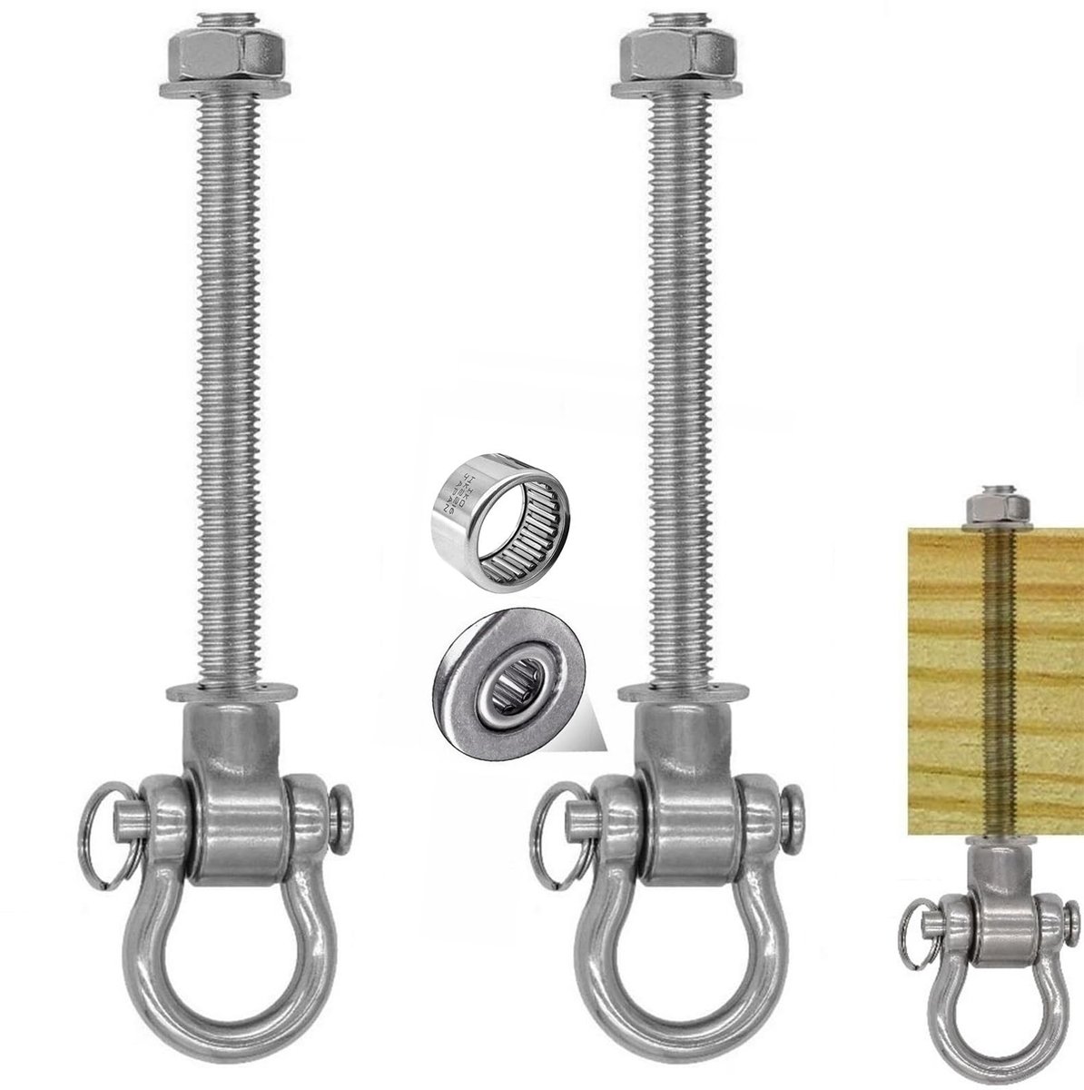 Dailygoods - 2 Stuks Schommelhaken met Lagers - M10 Roestvrij Staal, Voor Hangstoelen
