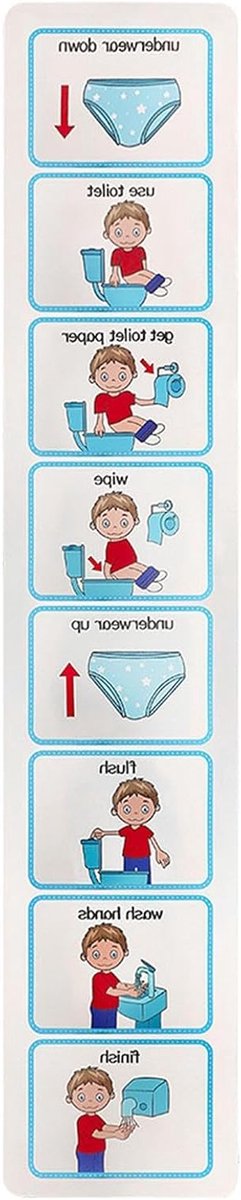 Zindelijkheidstraining Visueel Schema - Toilettraining Kaarten - Onafhankelijkheid Leren - Zelfklevend Ontwerp - 10x51cm - Blauw