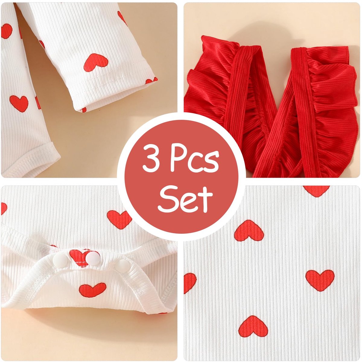 SnelShoppen - Kledingset voor Pasgeboren Babymeisjes, Rokken + Ruches Top, Dots Overalls, Stropdas Jurken & Hoofdband, Herfst Winter Outfit 3-6 Maande