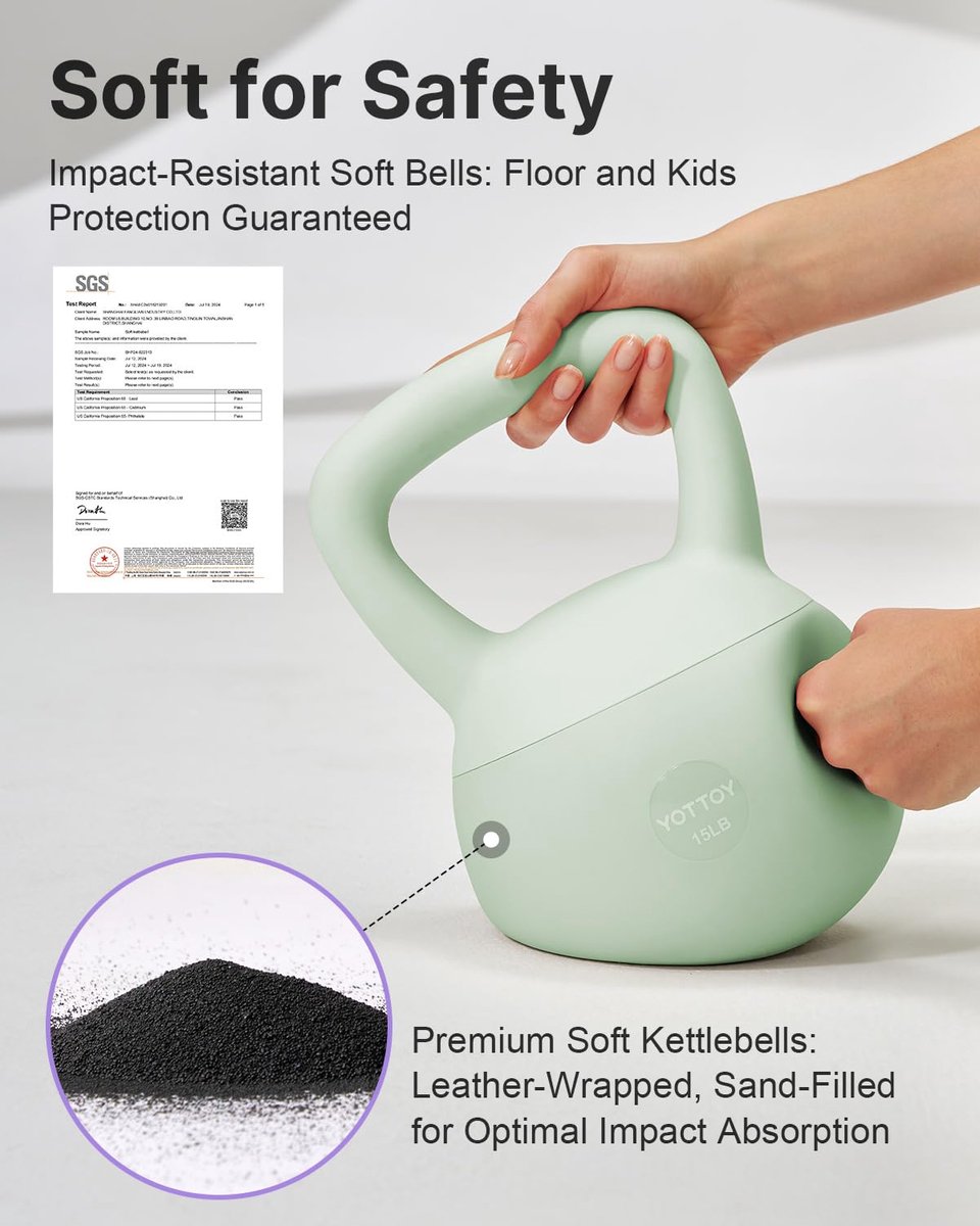 SnelShoppen - Zachte Kettlebell Antislip Grip 4,5 kg Groen - Kettlebell Set voor Thuis Workouts, Veilig en Sterk, Ideaal voor Krachttraining en Fitnes