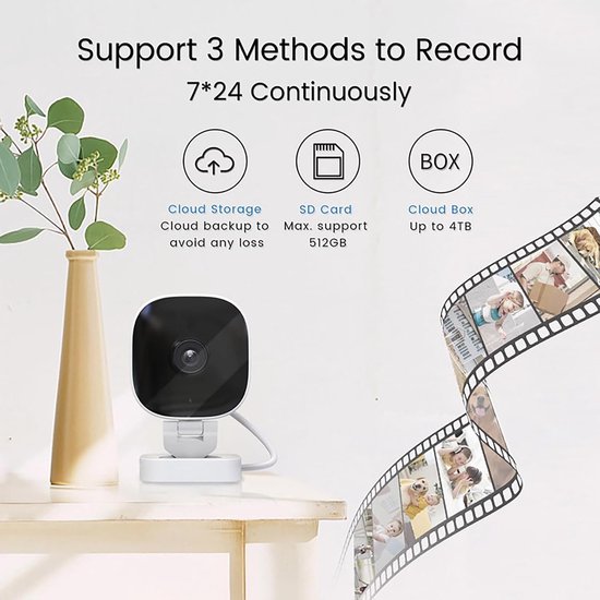 Bewakingscamera Binnen - Nachtcamera WiFi - Huis Beveiligen - Kleuren Nachtzicht - 6.5 x 4.5cm - Wit — afbeelding 3