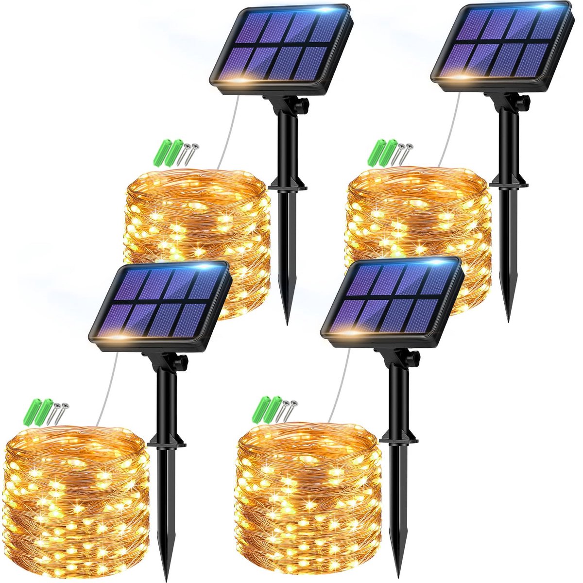 SnelShoppen - Lichtsnoer op zonne-energie 32m met 320 LED's - Weerbestendig en IP65 Waterdicht Koperdraad voor Buiten - 8 Modi voor Tuin, Feesten en C