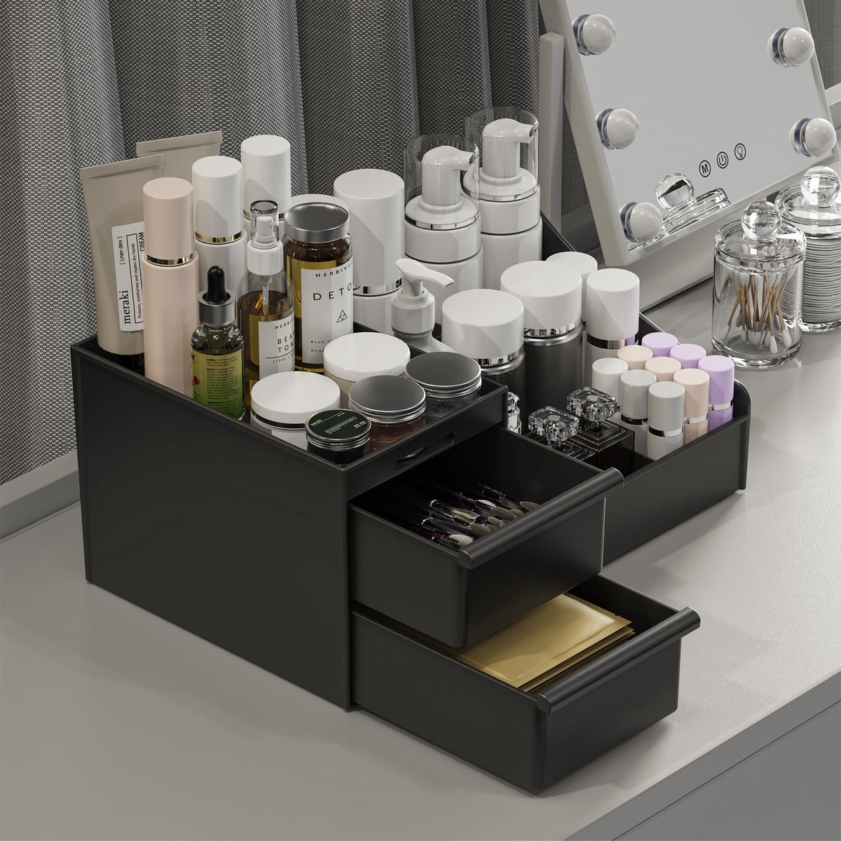 SnelShoppen - DancesCat Make Up Cosmetic Organiser Zwart - Grote Capaciteit Cosmeticaorganisers voor Huidverzorging, Bureau Organisator voor Dressoir