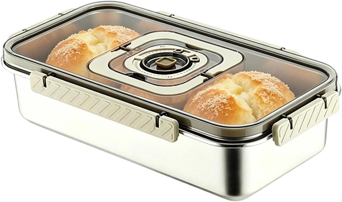 Broodtrommel Roestvrijstaal - Bewaardoos Brood - Brood Vers Houden - Luchtdicht Met Deksel - 36 x 20.2 x 8.5 cm