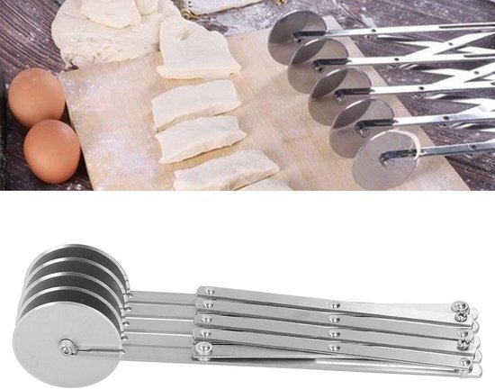 Roestvrijstalen deegsnijder wiel - Gebaksnijder gereedschap - Opvouwbare pizzasnijder - Pastawielsnijder - Deegsnijderroller - Gebak gereedschap van Merkloos — afbeelding 5