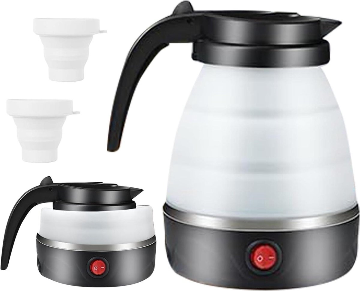 Opvouwbare waterkoker - Reis waterkoker - Kamperen en reizen - Ultracompact opvouwbaar design - 06 liter - Zwart