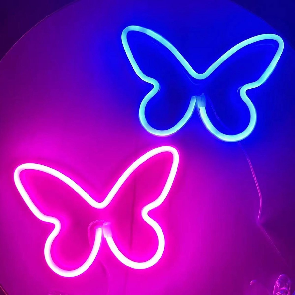 SnelShoppen - Vlinderneonborden voor Muurdecoratie, Neon LED Verlichting voor Kantoor, Slaapkamer, Bruiloft en Verjaardagsfeestjes, USB of 3-AA Batter