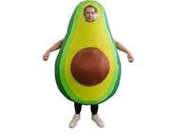 KIMU® Opblaas Kostuum Avocado Pak - Opblaasbaar Pak - Avocadopak Mascotte Opblaaspak - Opblaasbare Groente Vrucht Fruit Volwassenen Halloween