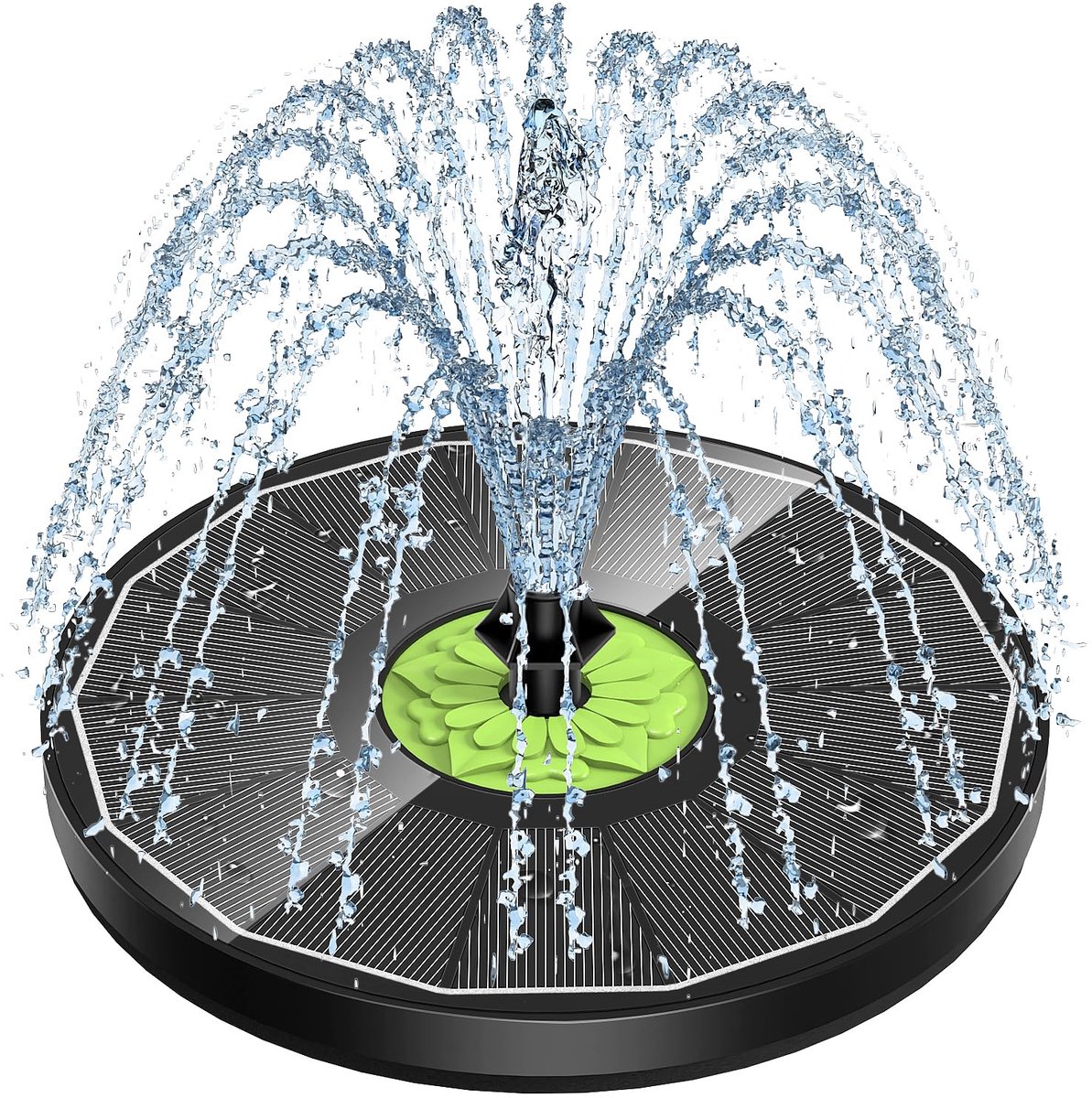SnelShoppen - Zonne Fontein Glas 3.5W - Zonne Vogelbad Fontein Pomp Zonder Batterij - 4 Vaste Stangen & 7 Sproeiers - Zwarte Water Fontein voor Tuin,