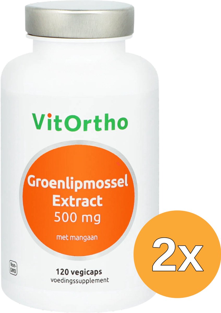2x VitOrtho Groenlipmossel Extract 500 mg (120 vega capsules)