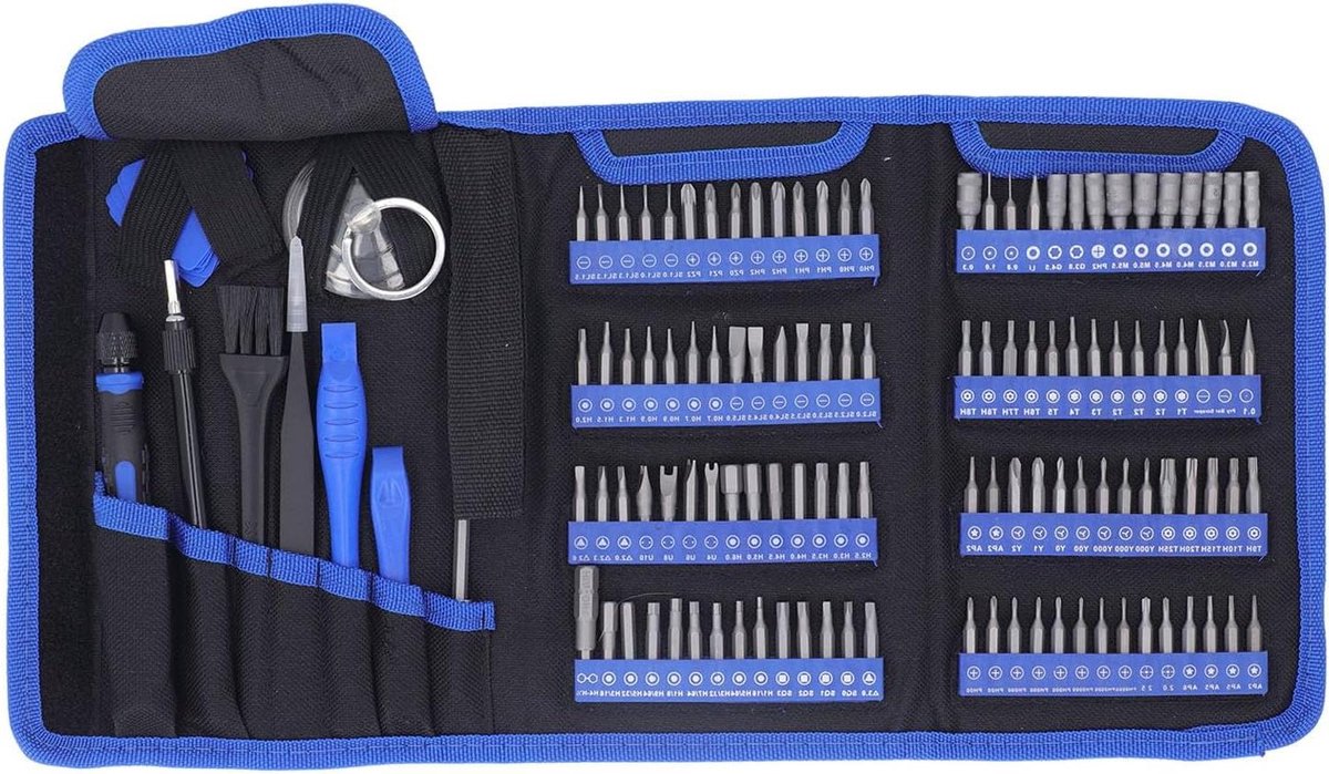 Precisie Schroevendraaierset - Reparatieset Gereedschap - Elektronica Repareren - 126 Delig Magnetisch - 20 x 15 x 5 cm - Grijs