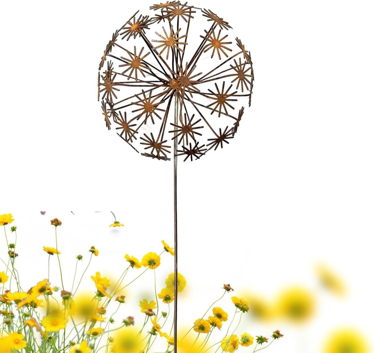 Rustieke Plantenstaak - Bloemenstaak Tuinornament - Tuin Decoratie - Verstelbare Bloemblaadjes - 40 cm - Roestbruin