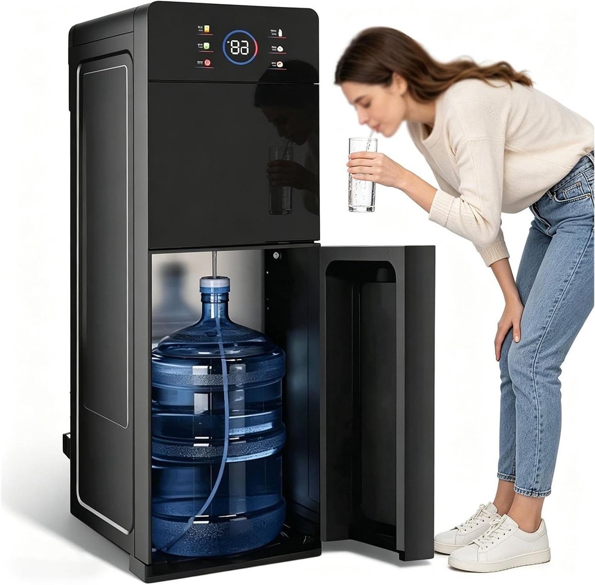 Waterkoeler Dispenser - Waterfontein Koeler - Direct Drinkwater - Onderlading Fles - 5 Temperatuurinstellingen - Zwart