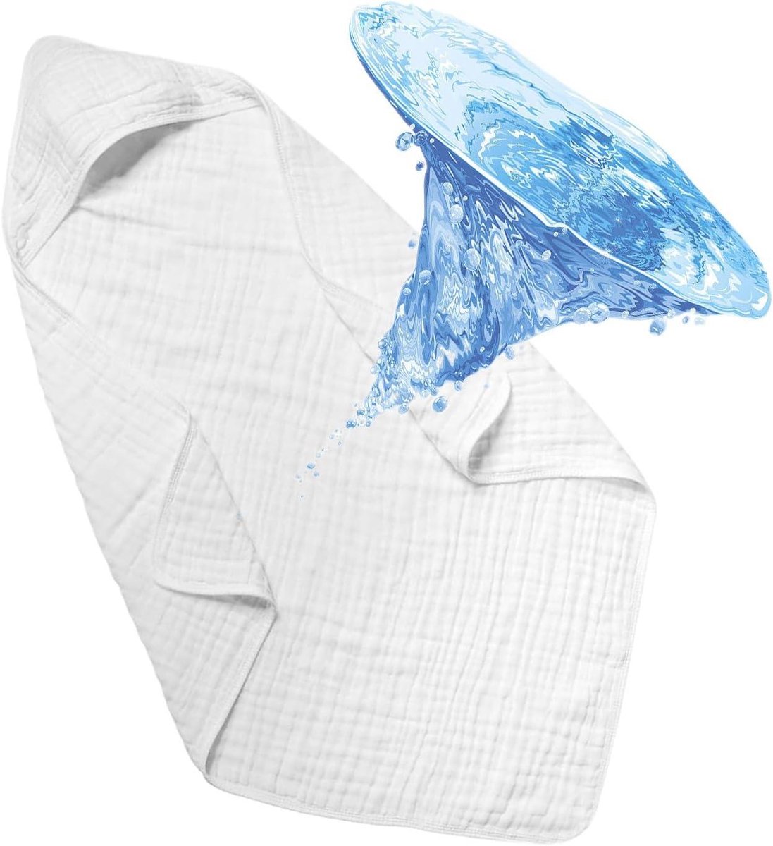 Baby Badhanddoek Capuchon - Badcape Unisex - Baby Verzorging - Snel Drogen - 89 x 89 cm - Wit