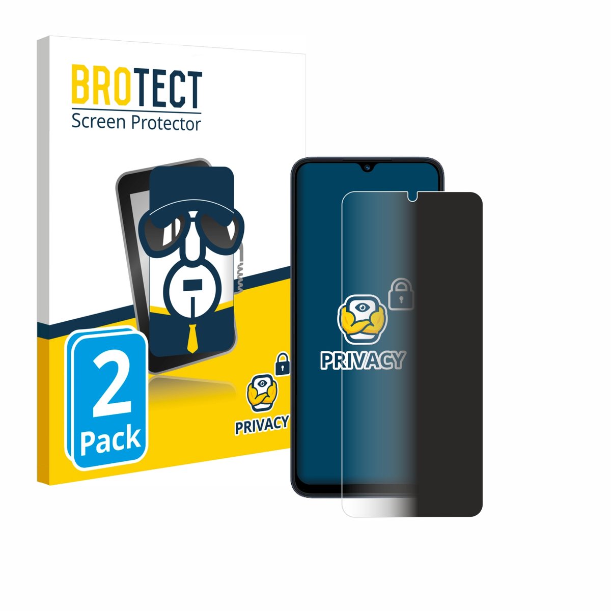 BROTECT - privacy screenprotector voor Xiaomi Redmi 12C - Folie Beschermfolie Blauwlichtfilter 2 Stuks