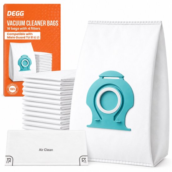 DEGG® - Stofzuigerzakken Geschikt voor Miele Guard TU L1 S1 HyClean Pure - 16 Zakkken + 4 Filters