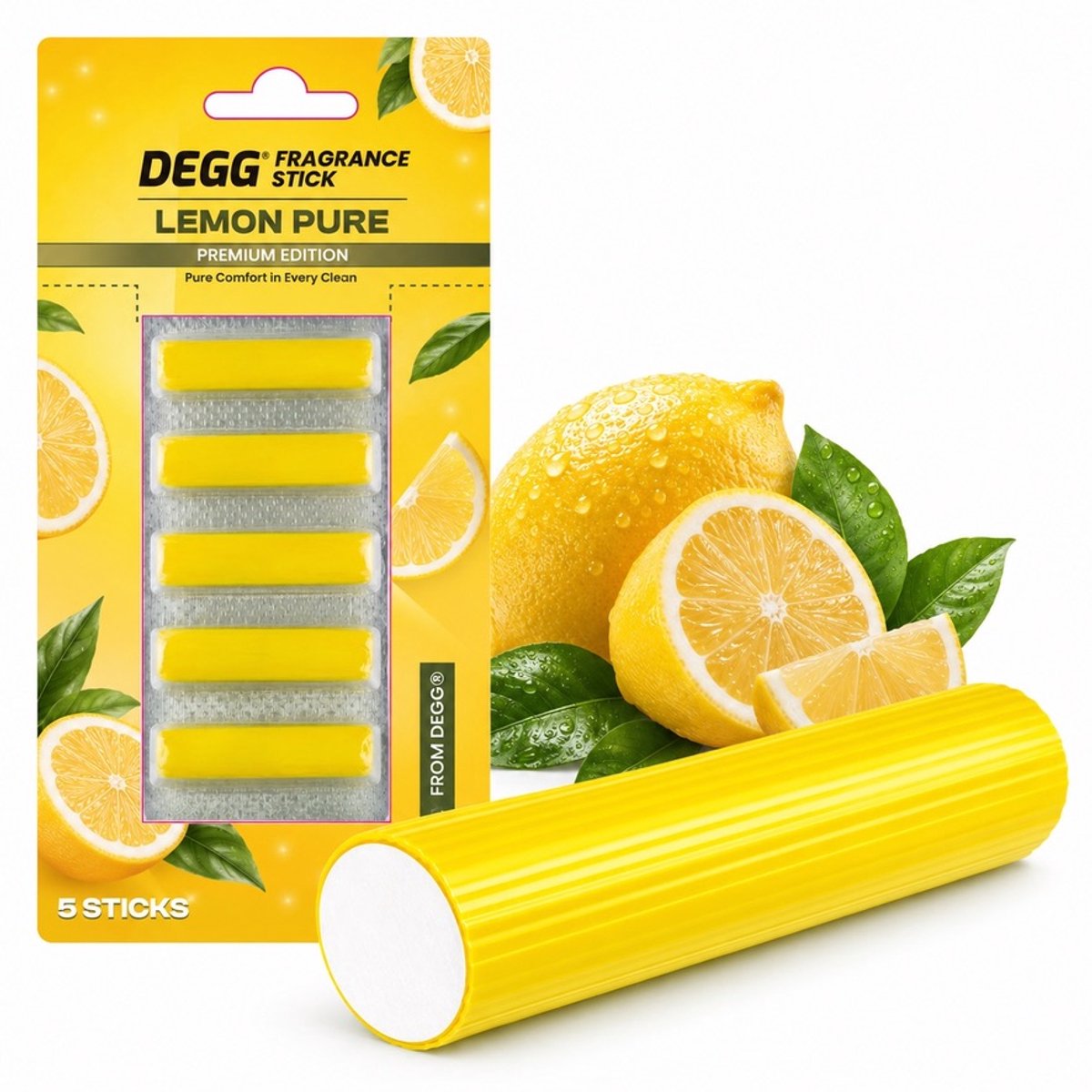 DEGG® – Geurstaafjes voor Stofzuiger – Lemon Pure – Verfrist tijdens het Stofzuigen – 5 Stuks