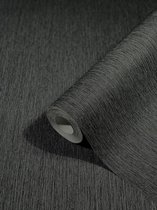 Behang - Linnen - Lichte streep structuur behang - Zwart - Wandbekleding - Vliesbehang - Vintage Deluxe - 0,53 x 10,05 M.