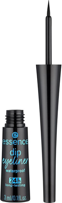 Zwarte essence dip eyeliner met dop en applicator, waterproof.
