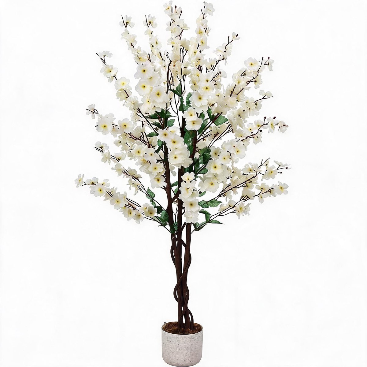 Triumpunpre natuurgetrouwe kunst winters pruimenbloem 120cm witte bloemen - onderhoudsvrije bodemplant voor binnen