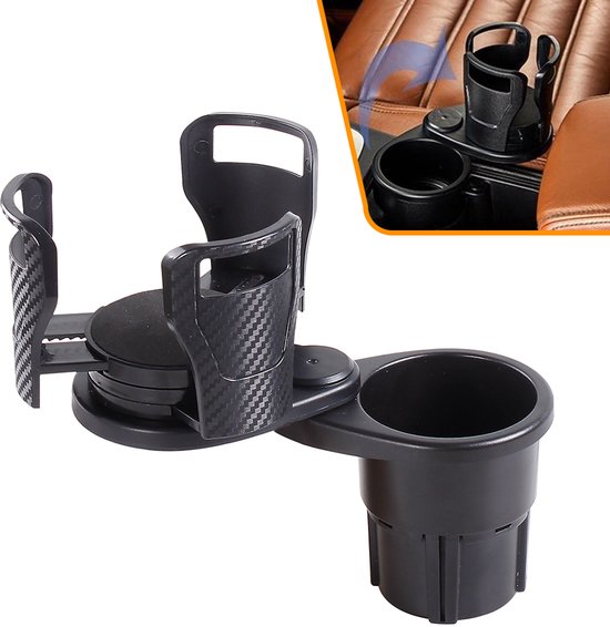 2-in-1 Bekerhouder voor in de Auto - Bekerhouder Auto - Fleshouder Auto - Auto Drankhouder - Universele - met telefoonhouder - koolstofzwart - 18.5×8 cm — afbeelding 5