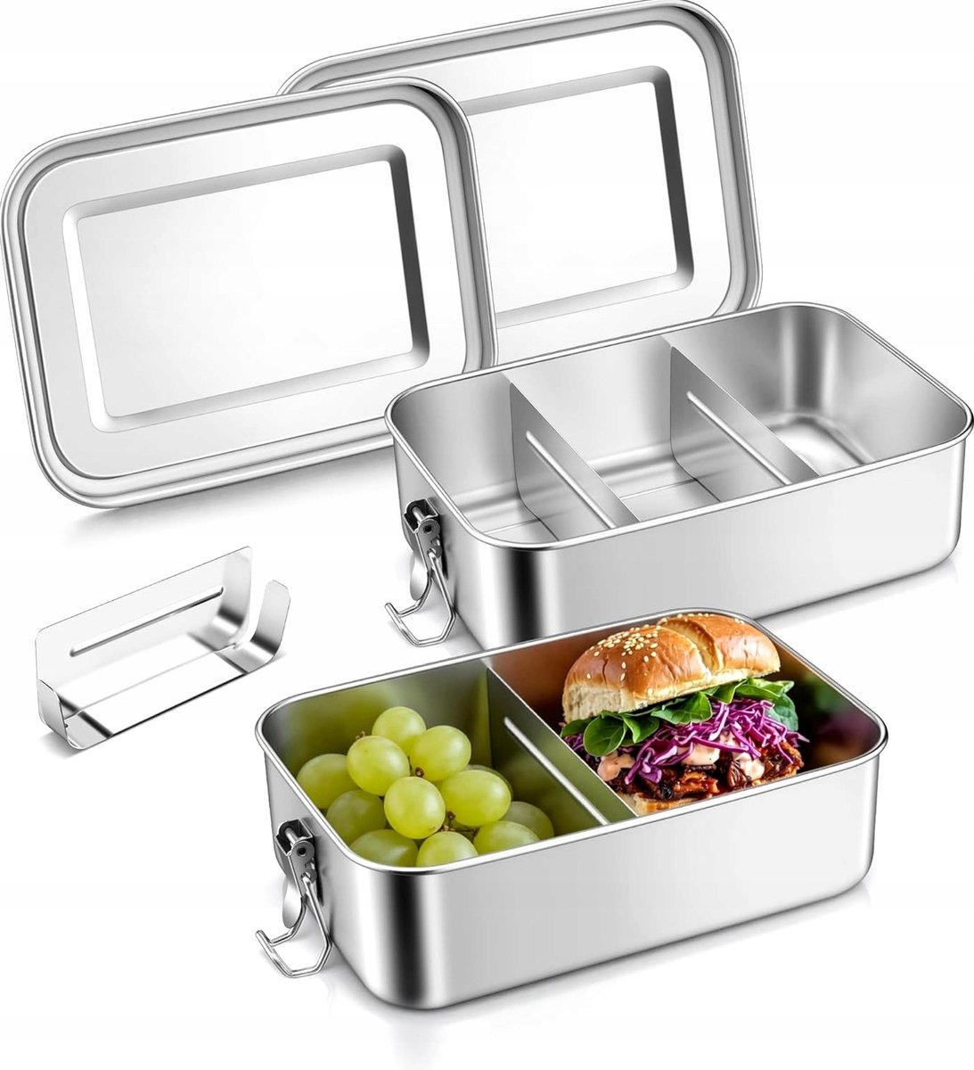 RVS Lunchbox 850ml - Hermetisch, Stevig & Met Vakken