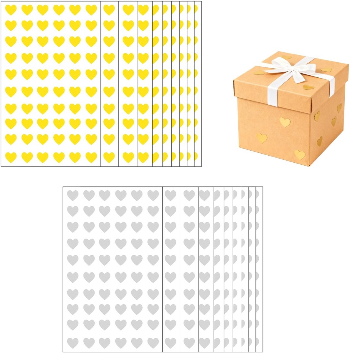 SolidKeus - Set van 1200 Zelfklevende Hart Stickers in Goud en Zilver