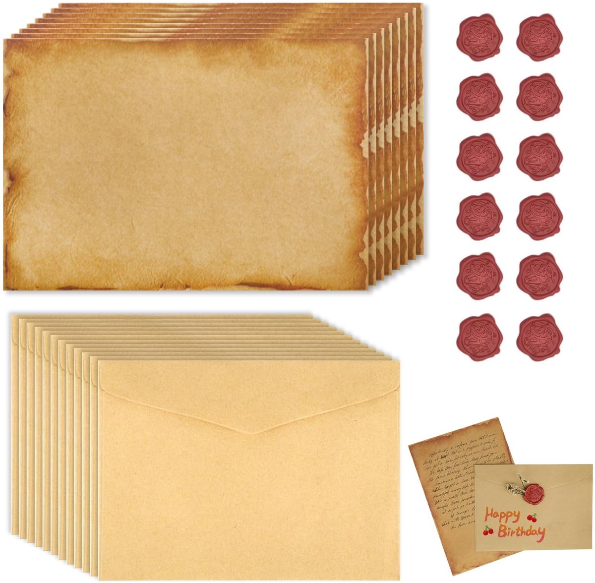 SolidKeus - Set van 40 Vintage Briefpapier met Enveloppen voor Persoonlijke Berichten