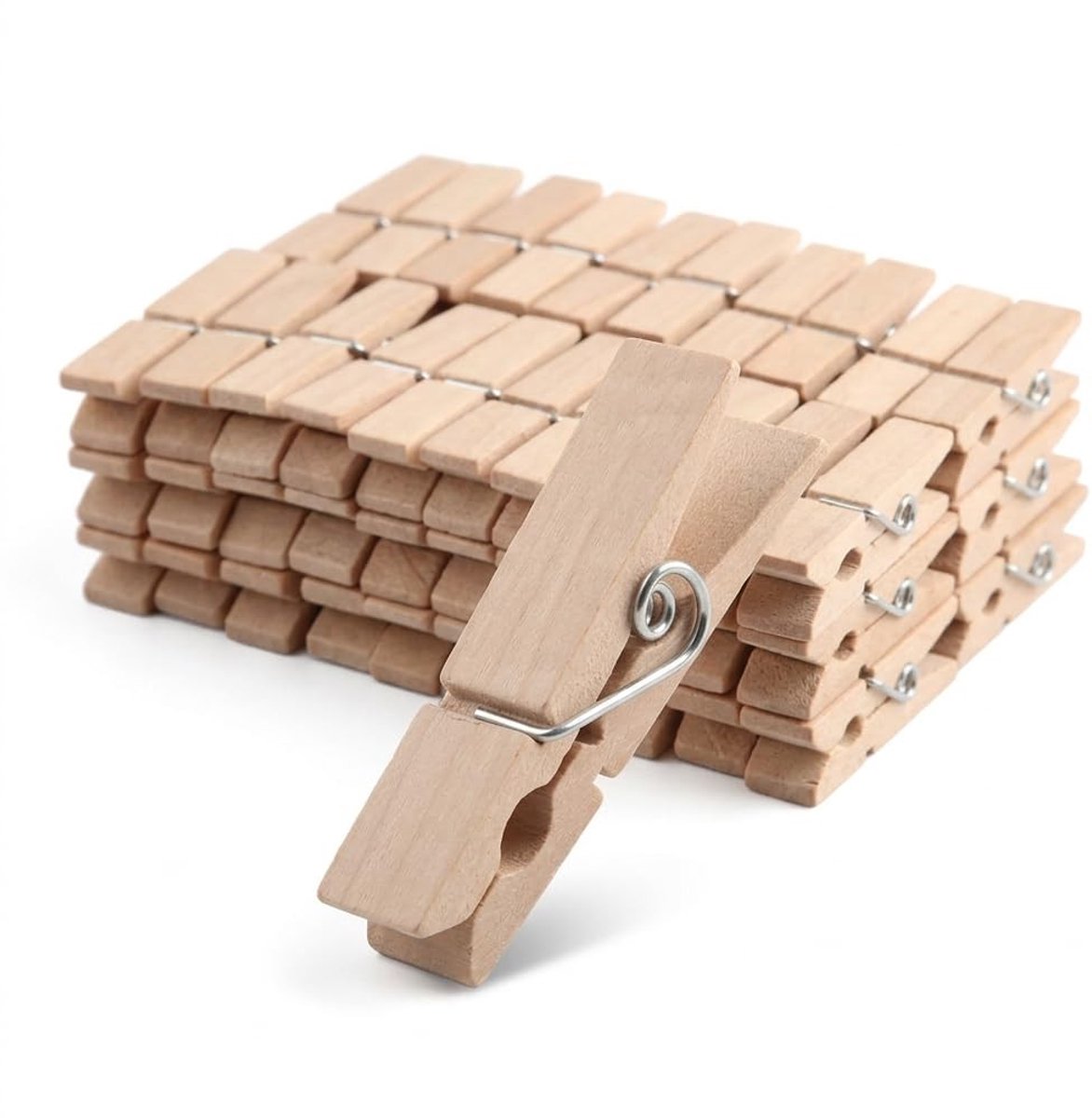 SolidKeus - Set van 100 Mini Houten Wasknijpers voor Creatieve Projecten