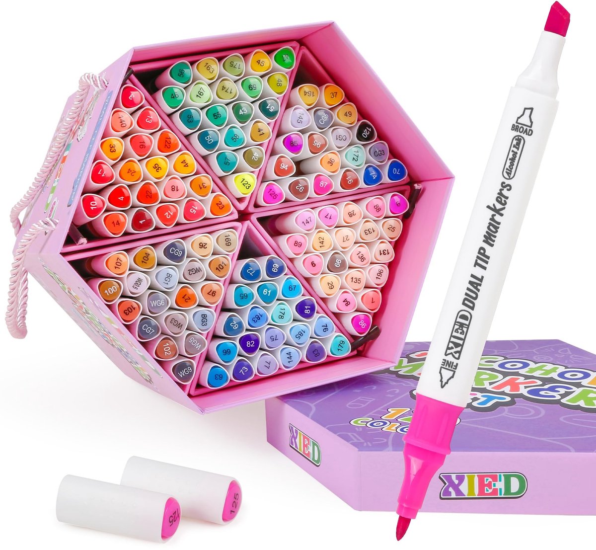 SolidKeus - 120 Kleur Alcohol Markers Set met Dubbele Punt