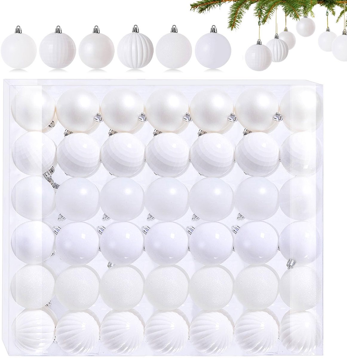 SolidKeus - Set van 42 Mini Witte Kerstballen