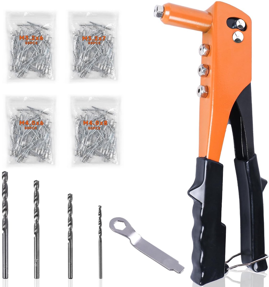 SolidKeus - Rivet Pistol Set met 200 Rivets en 4 Boren