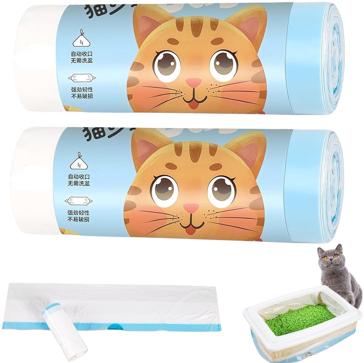 SolidKeus - Kattenbakzakken met Touwsluiting, 40 Stuks