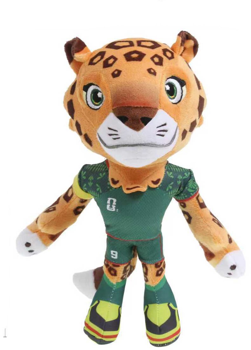 WK Pluchen Knuffel - Jaguar Knuffel - Met Groen Voetbalshirt - Zacht Verzamelknuffeltje - Geschikt voor Kinderen vanaf 3 Jaar - Groen