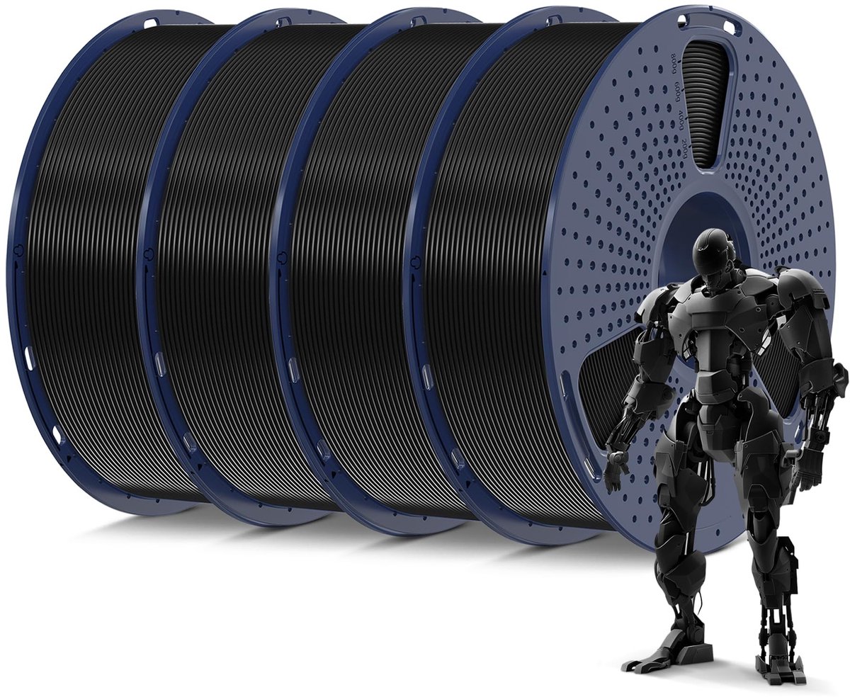SolidKeus - PLA 3D Printer Filament Bundle 1.75mm, 1KG Spool, Hoogwaardige Kwaliteit, Zwart