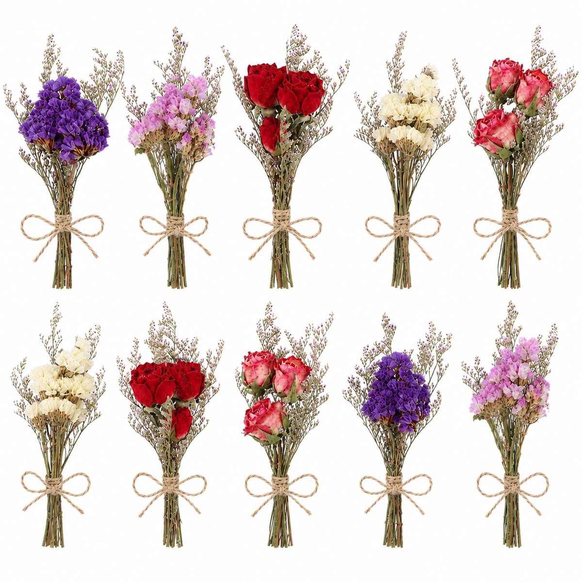 SolidKeus - Miniatuurboeketten met Gedroogde Bloemen voor Decoratie