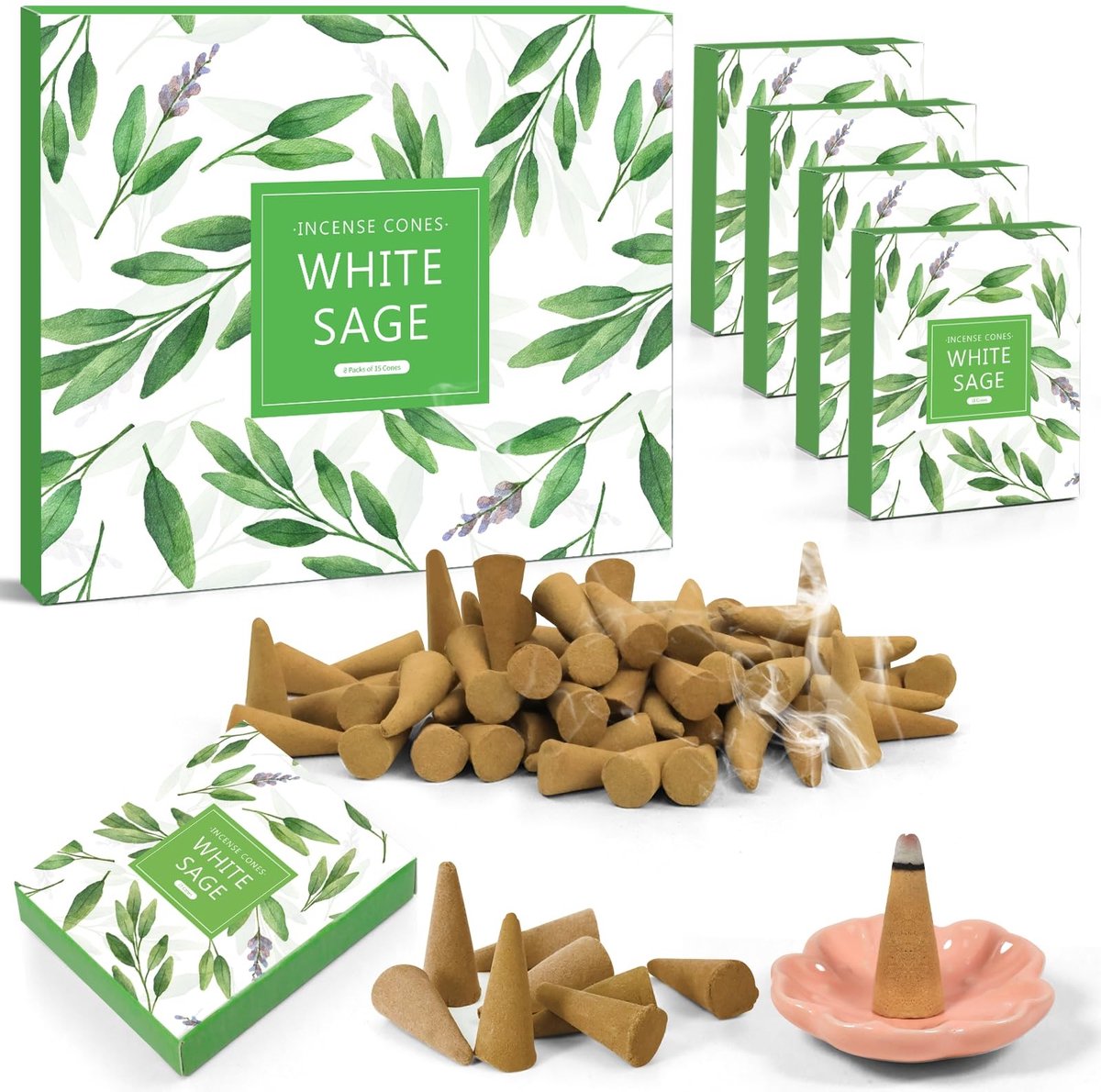 SolidKeus - Aromatherapie Witte Salie Conen voor Yoga en Meditatie