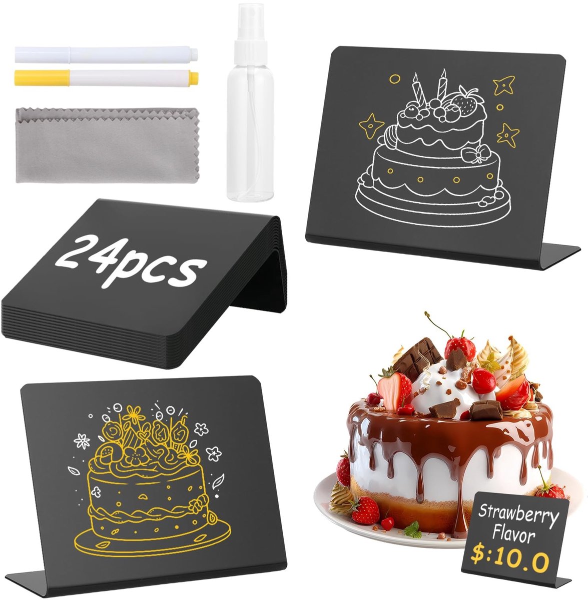 SolidKeus - Set van 24 Acryl Prijslabels voor Buffet en Evenementen