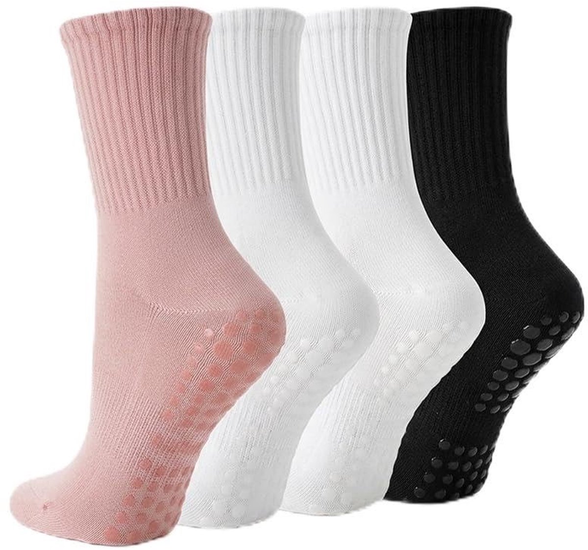 SolidKeus - Antislip Pilatessokken voor Dames, 4 Paar