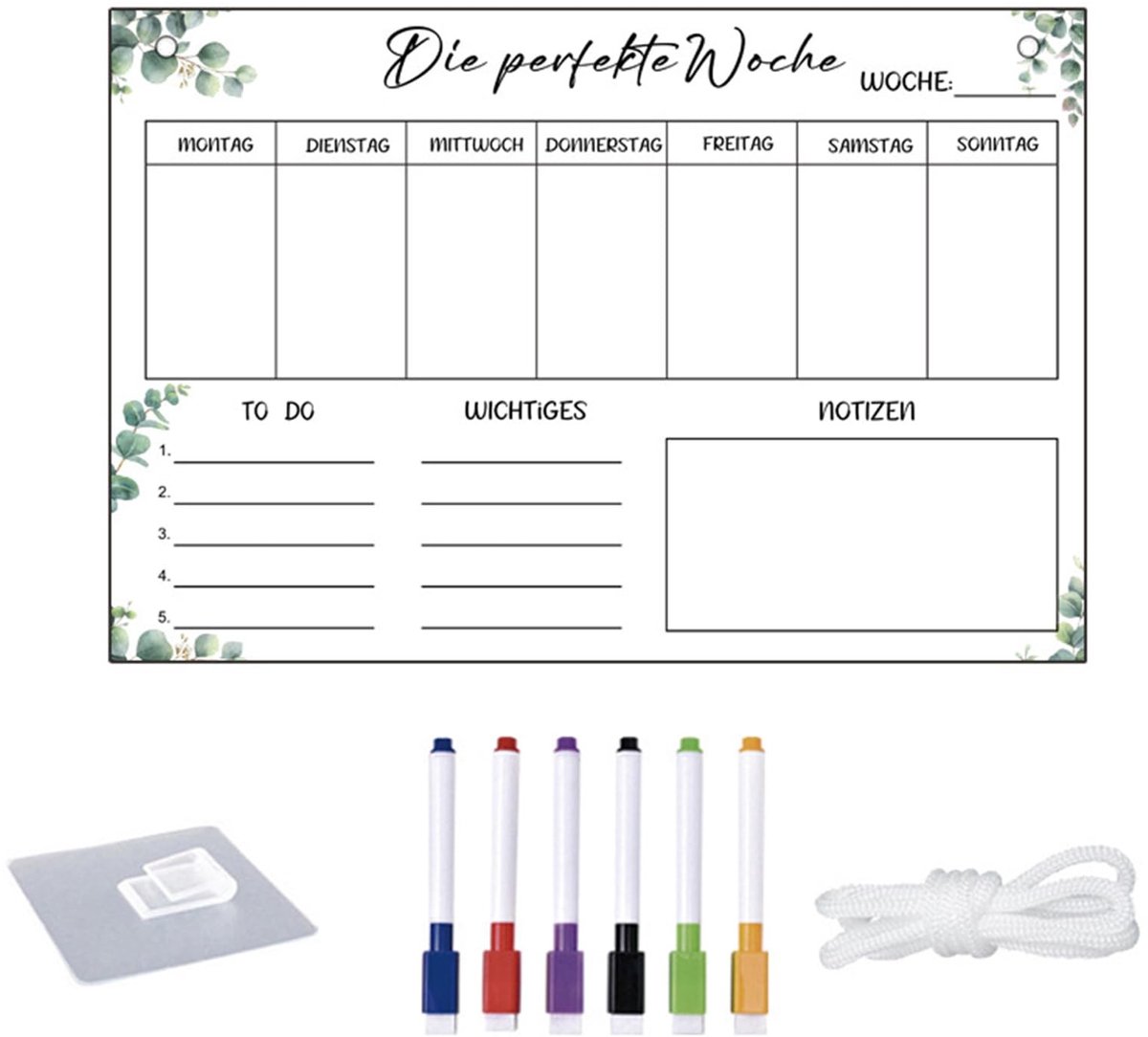 SolidKeus - Weekplanner van Acryl met 6 Whiteboard Markers