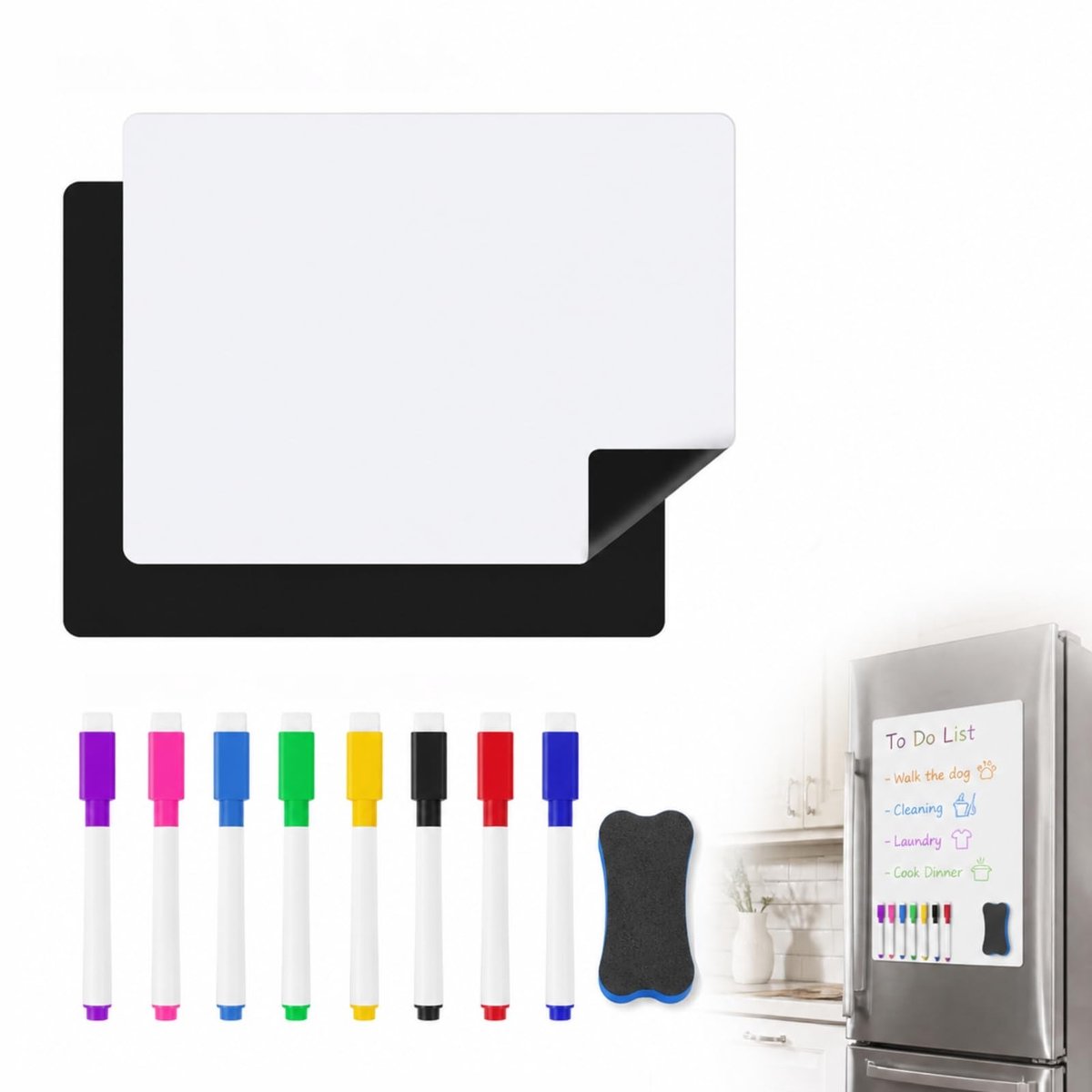 SolidKeus - Set van 2 Magnetische Whiteboards met Stiften en Gum
