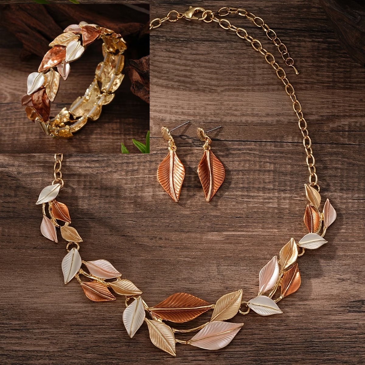 My Sweet Romance® 3-delige Sieradenset – Gold & Mocha – Ketting, Armband & Oorbellen