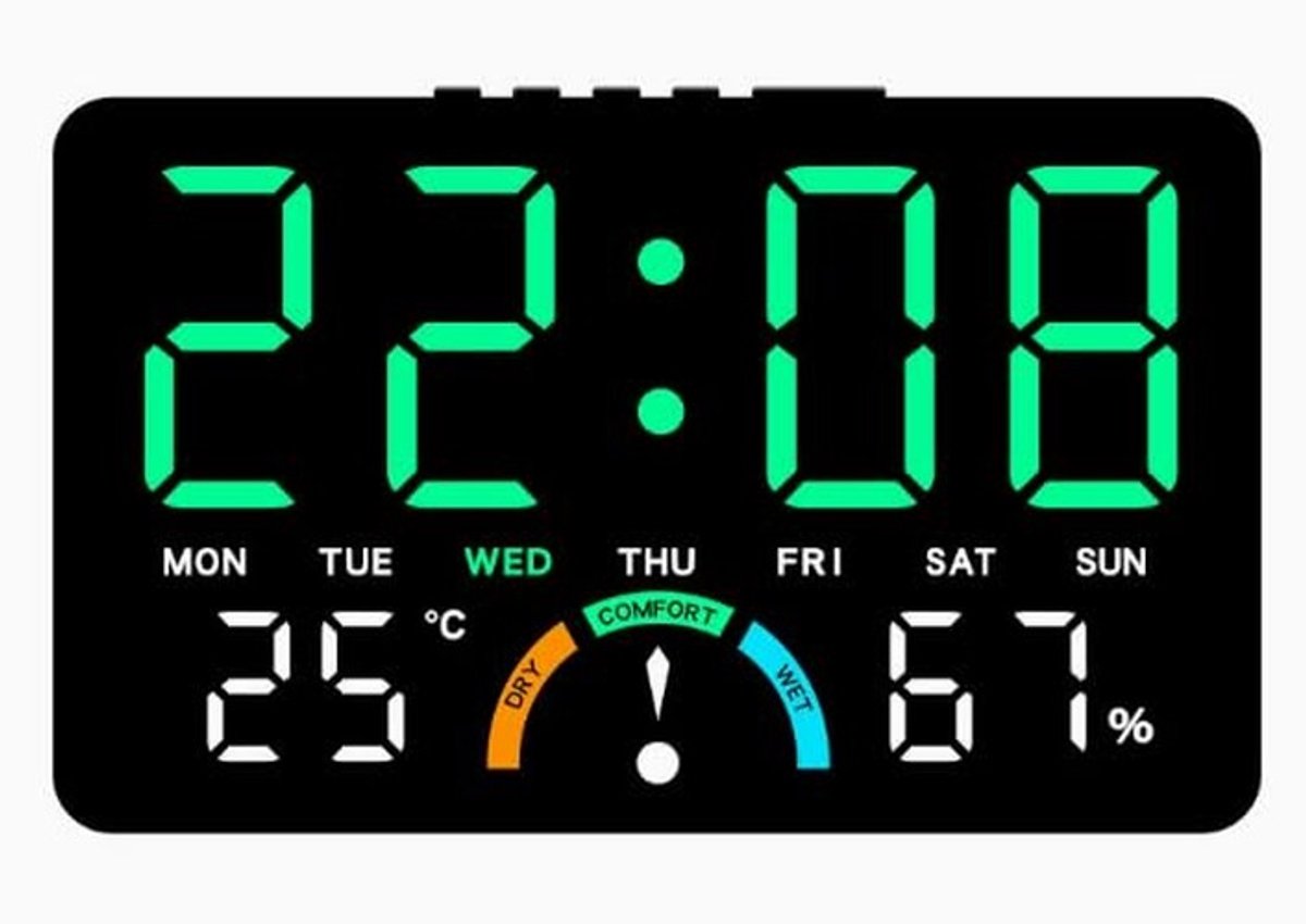 SolidKeus - Digitale Wandklok met Temperatuur en Vochtigheid