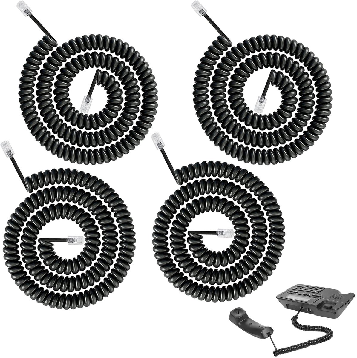 SolidKeus - Set van 4 RJ9 Telefoonkabels van 3 Meter voor Landlijntelefoons